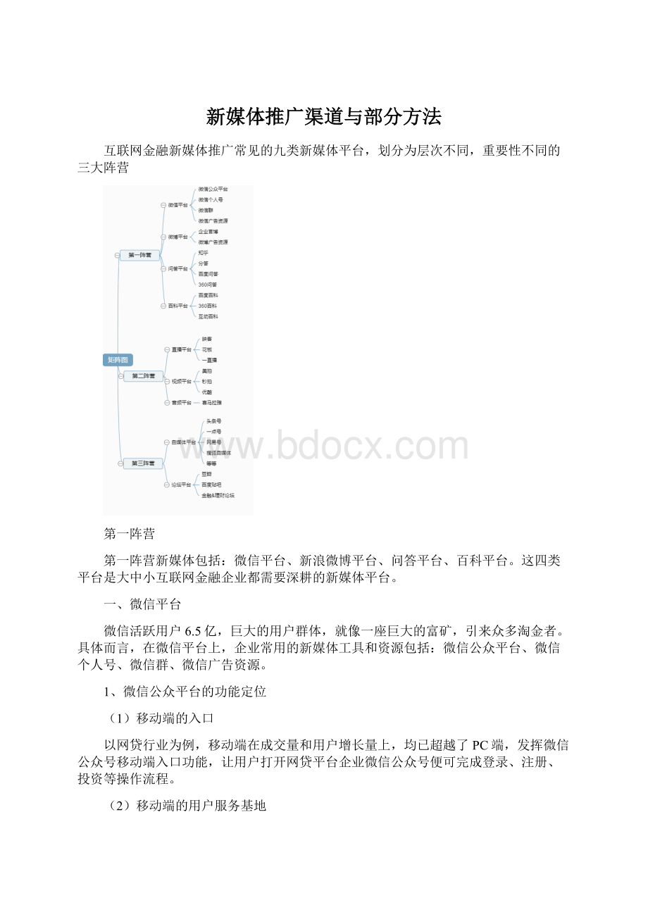 新媒体推广渠道与部分方法Word格式.docx