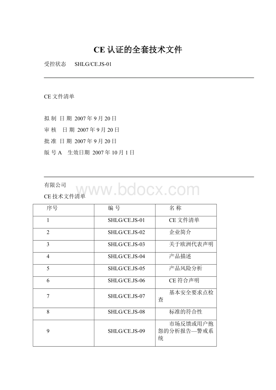 CE认证的全套技术文件Word下载.docx