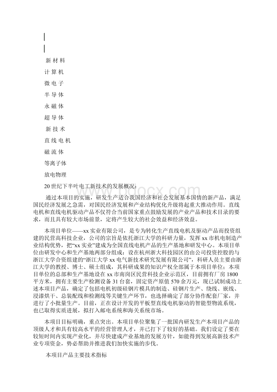 平板型直线电机及其驱动产品项目可行性研究报告Word文档格式.docx_第3页