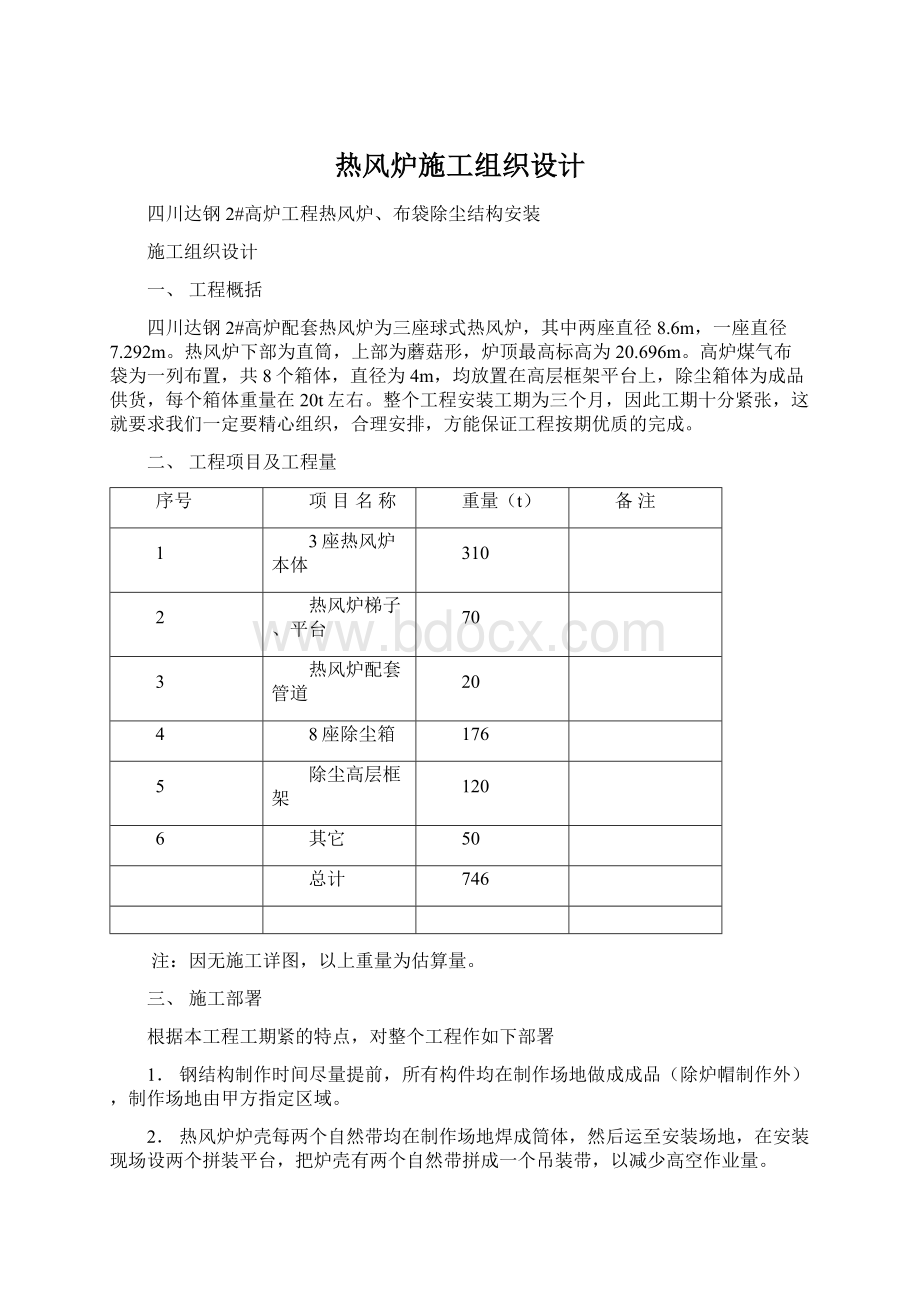 热风炉施工组织设计Word文件下载.docx