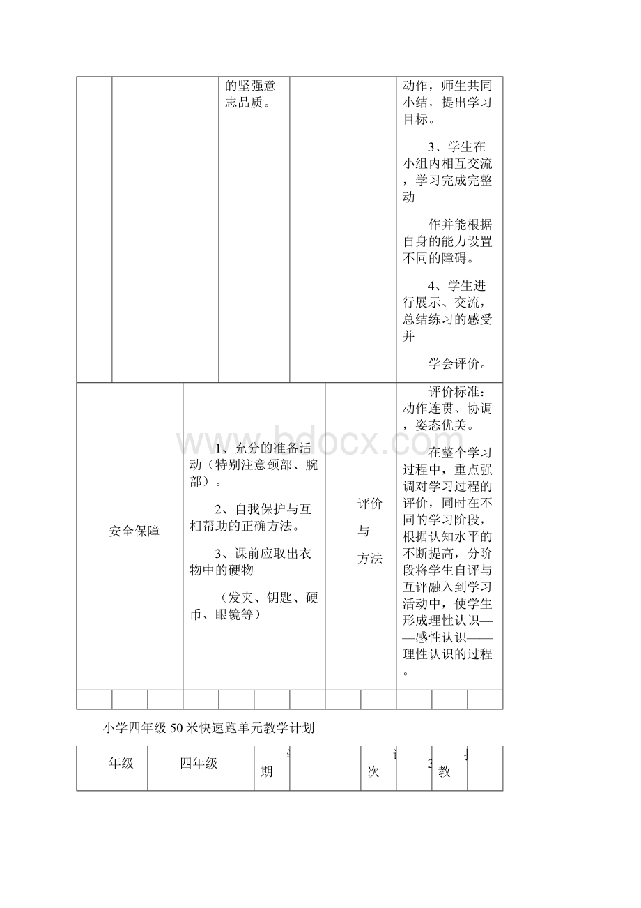 小学体育四年级各项目单元教学计划.docx_第3页