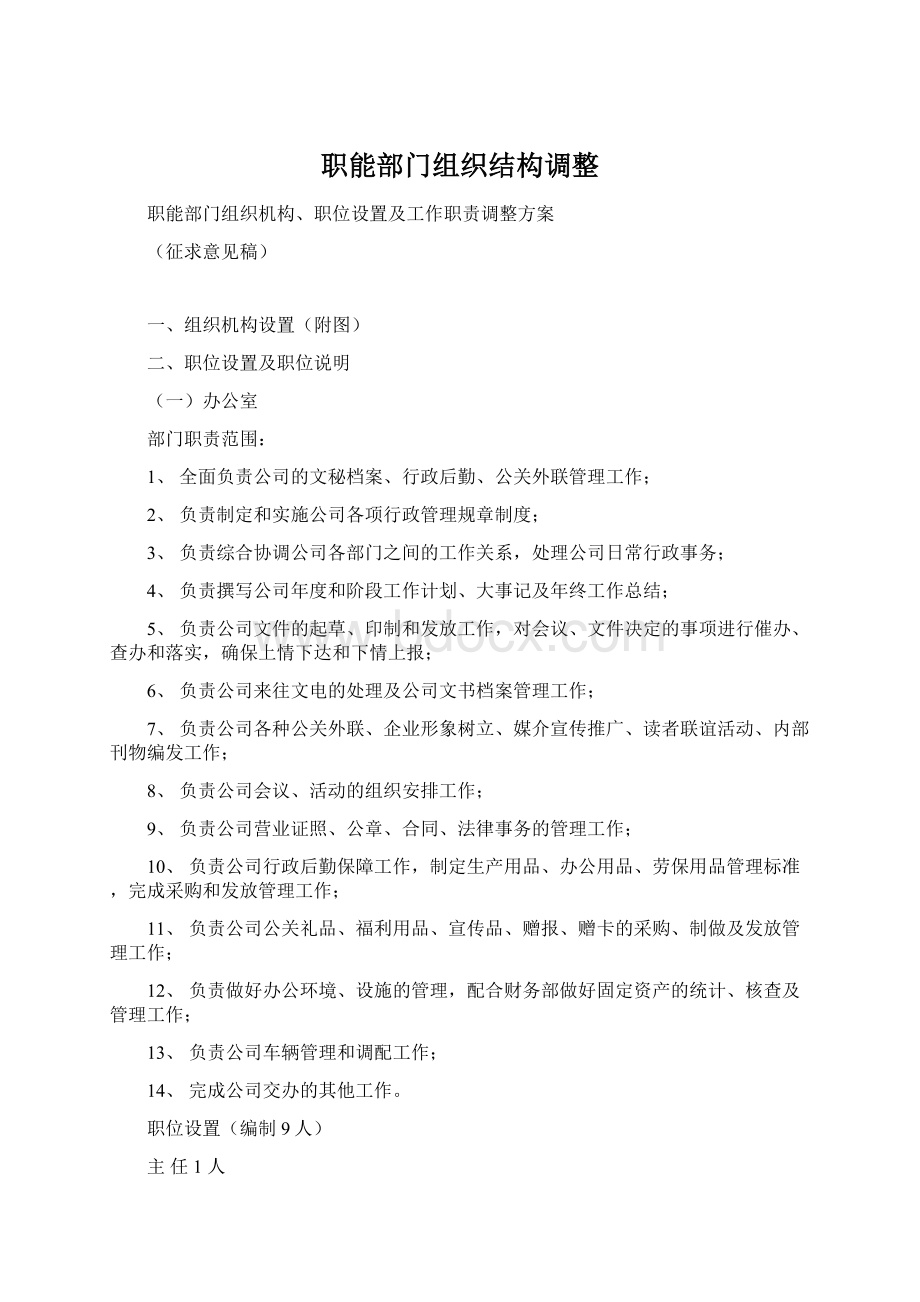 职能部门组织结构调整.docx_第1页