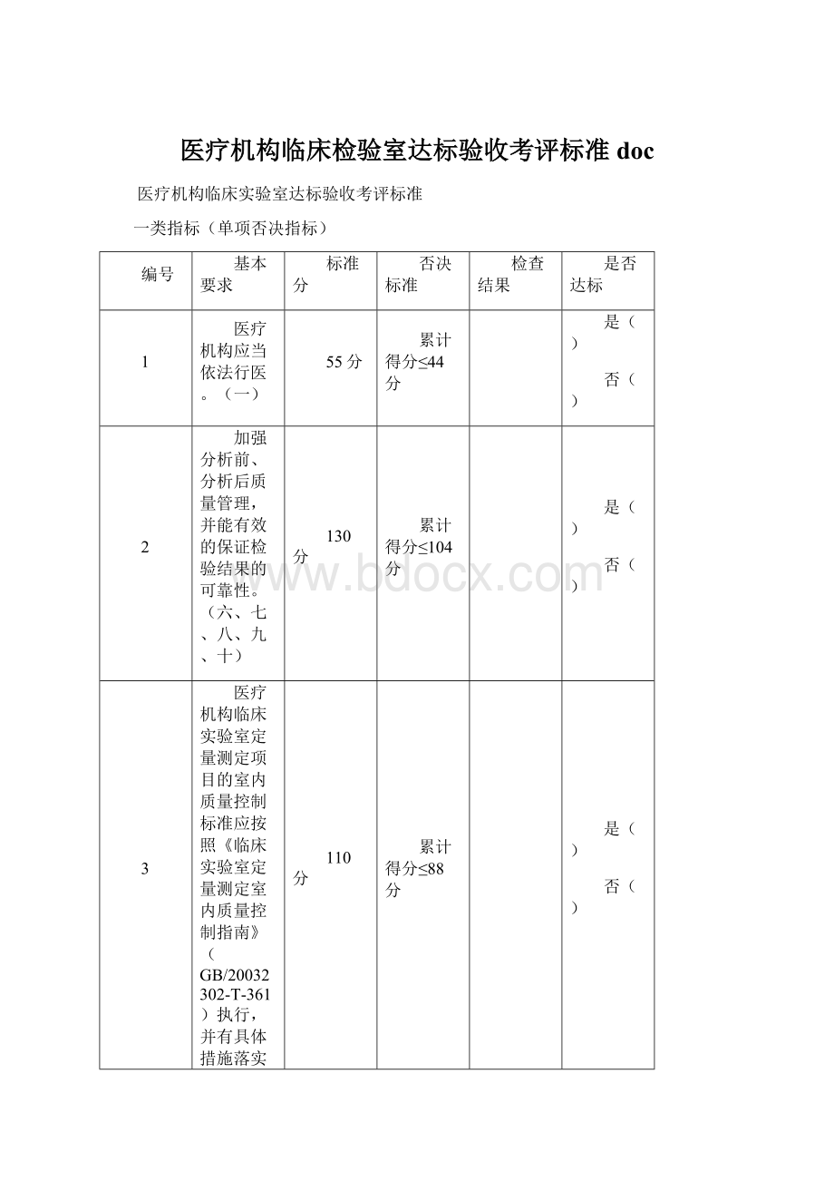 医疗机构临床检验室达标验收考评标准doc.docx_第1页