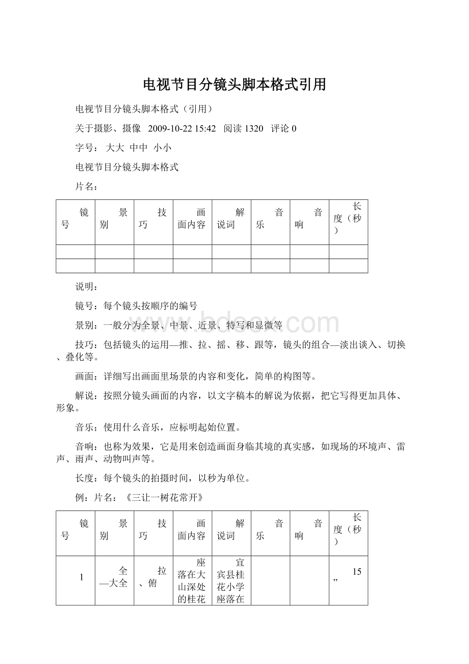 电视节目分镜头脚本格式引用Word下载.docx_第1页