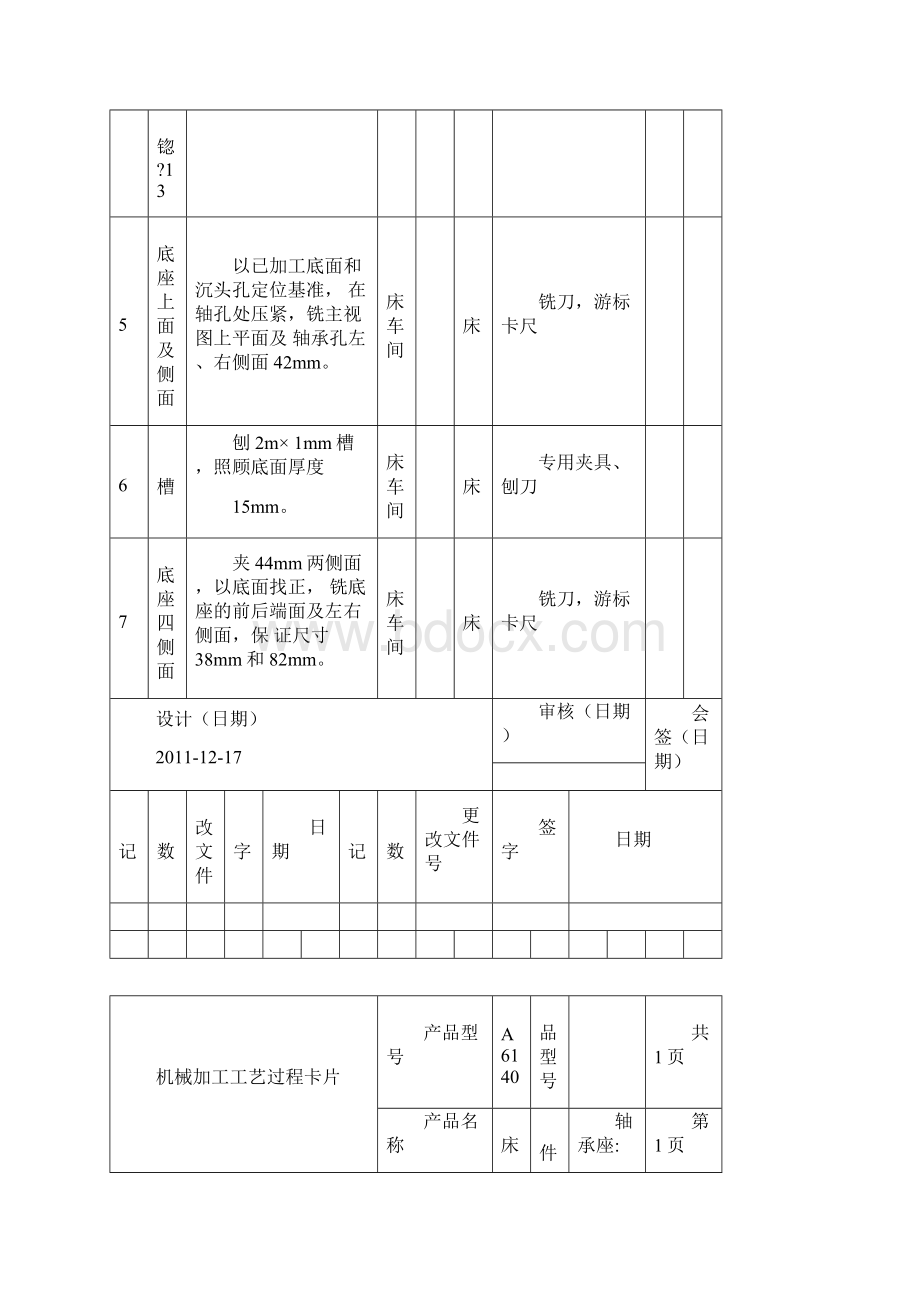 轴承座加工工艺过程及工序卡Word文档格式.docx_第2页