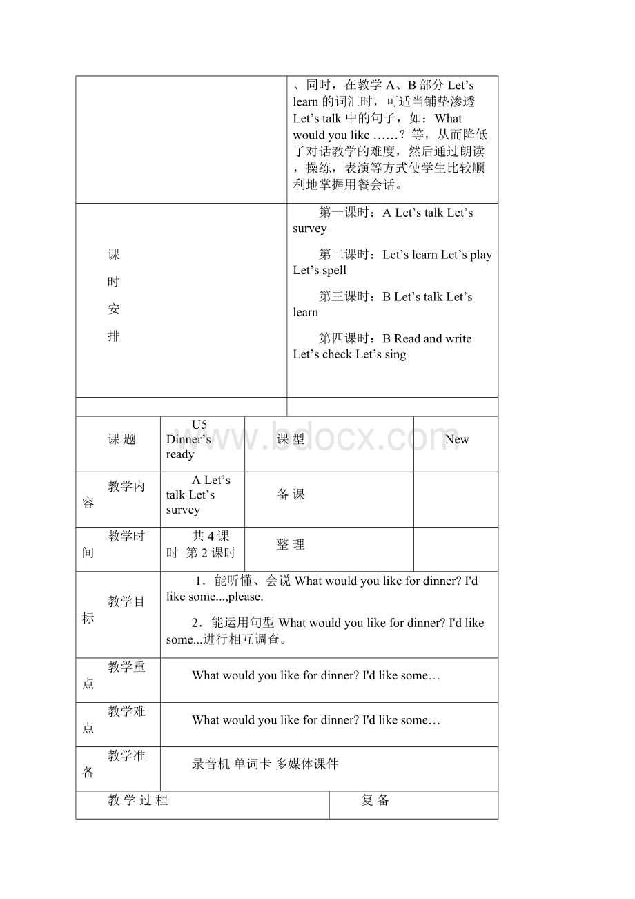 Unit5DinnersReady教学设计新版PEP四年级英语上册1可编辑doc.docx_第2页