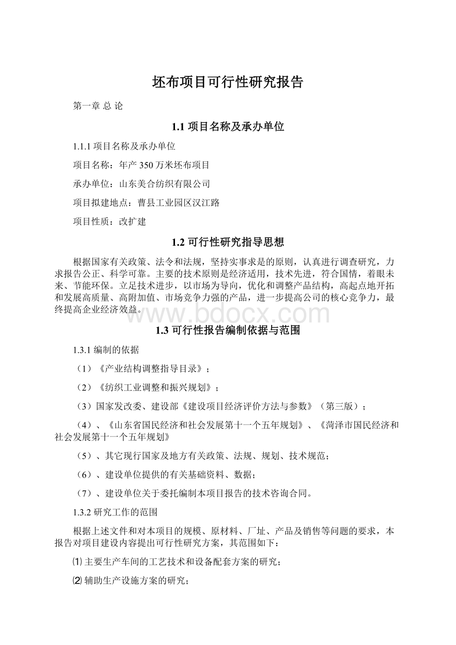 坯布项目可行性研究报告.docx_第1页