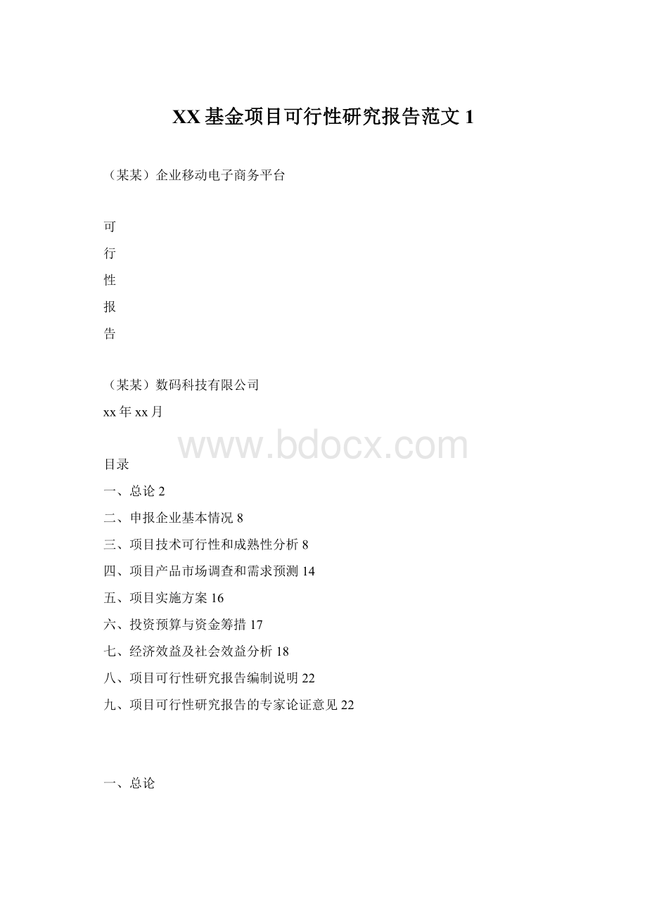 XX基金项目可行性研究报告范文1.docx