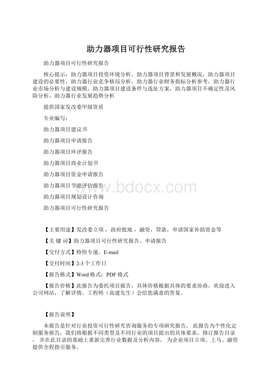 助力器项目可行性研究报告.docx_第1页