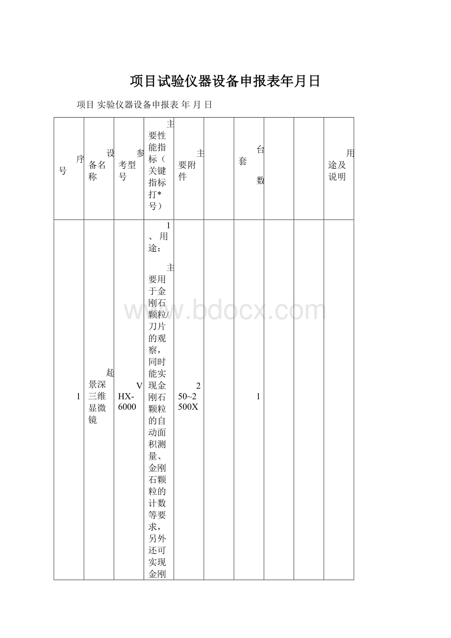 项目试验仪器设备申报表年月日Word文档下载推荐.docx