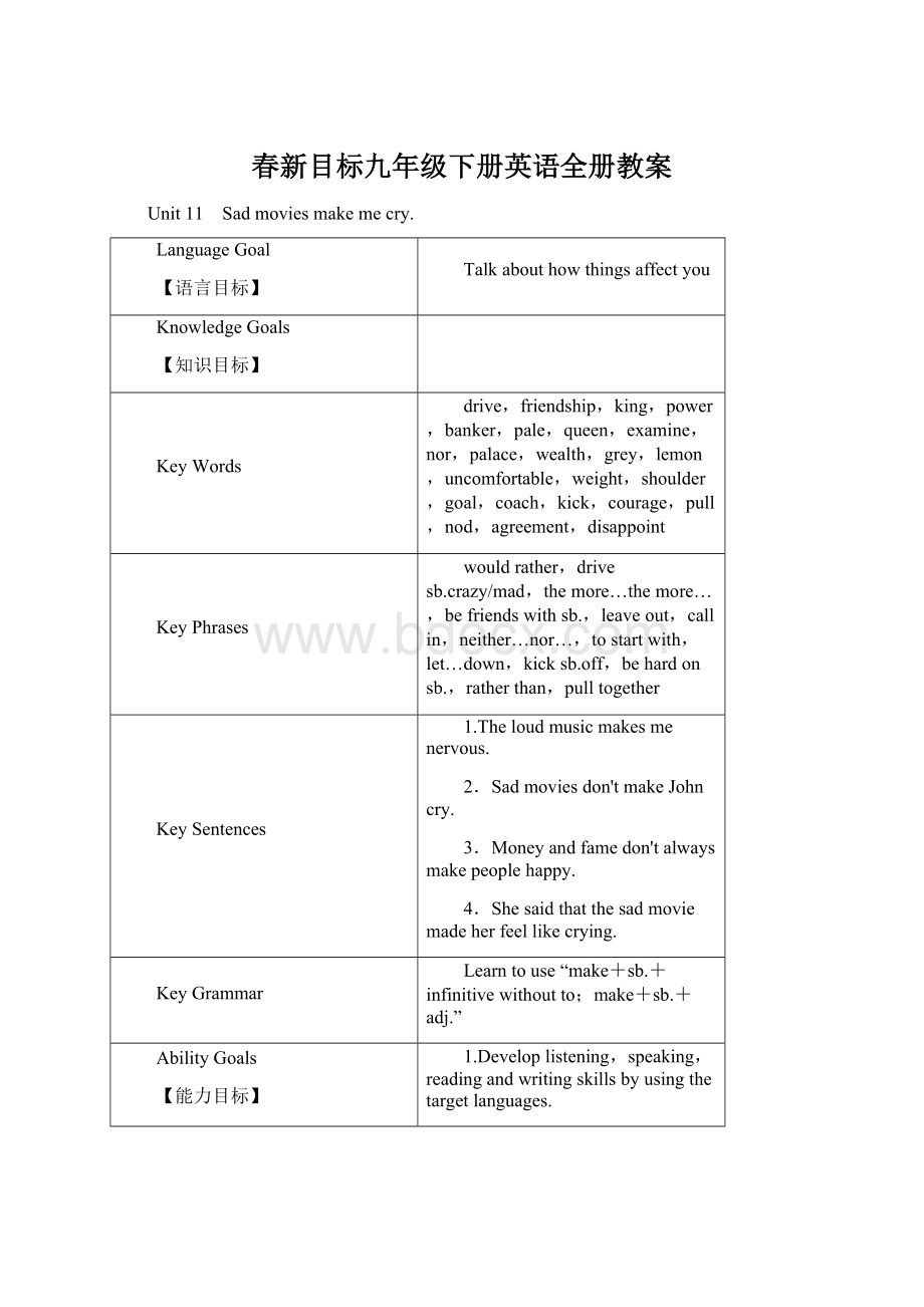 春新目标九年级下册英语全册教案.docx_第1页