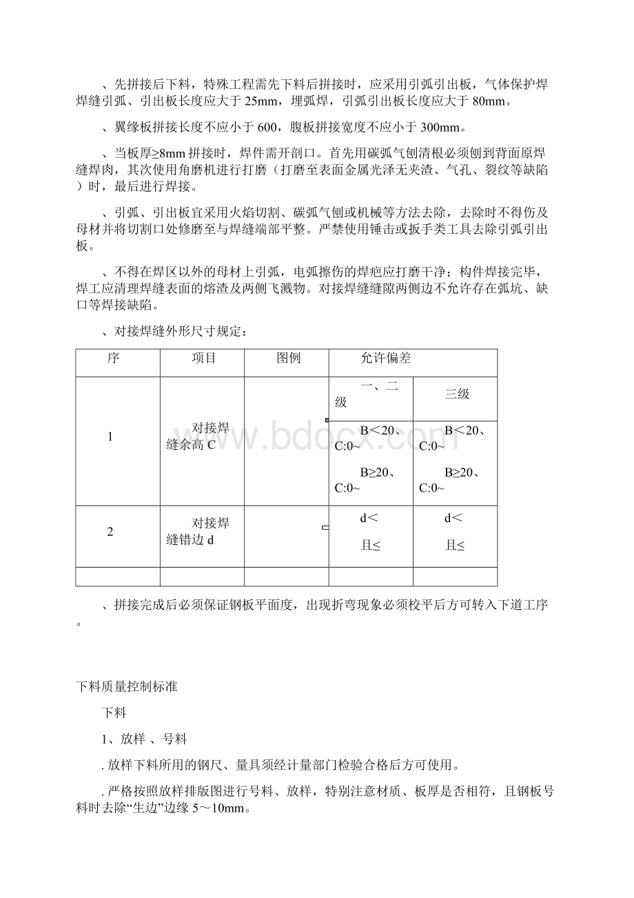 钢结构加工制作各工序质量控制标准Word格式文档下载.docx_第3页