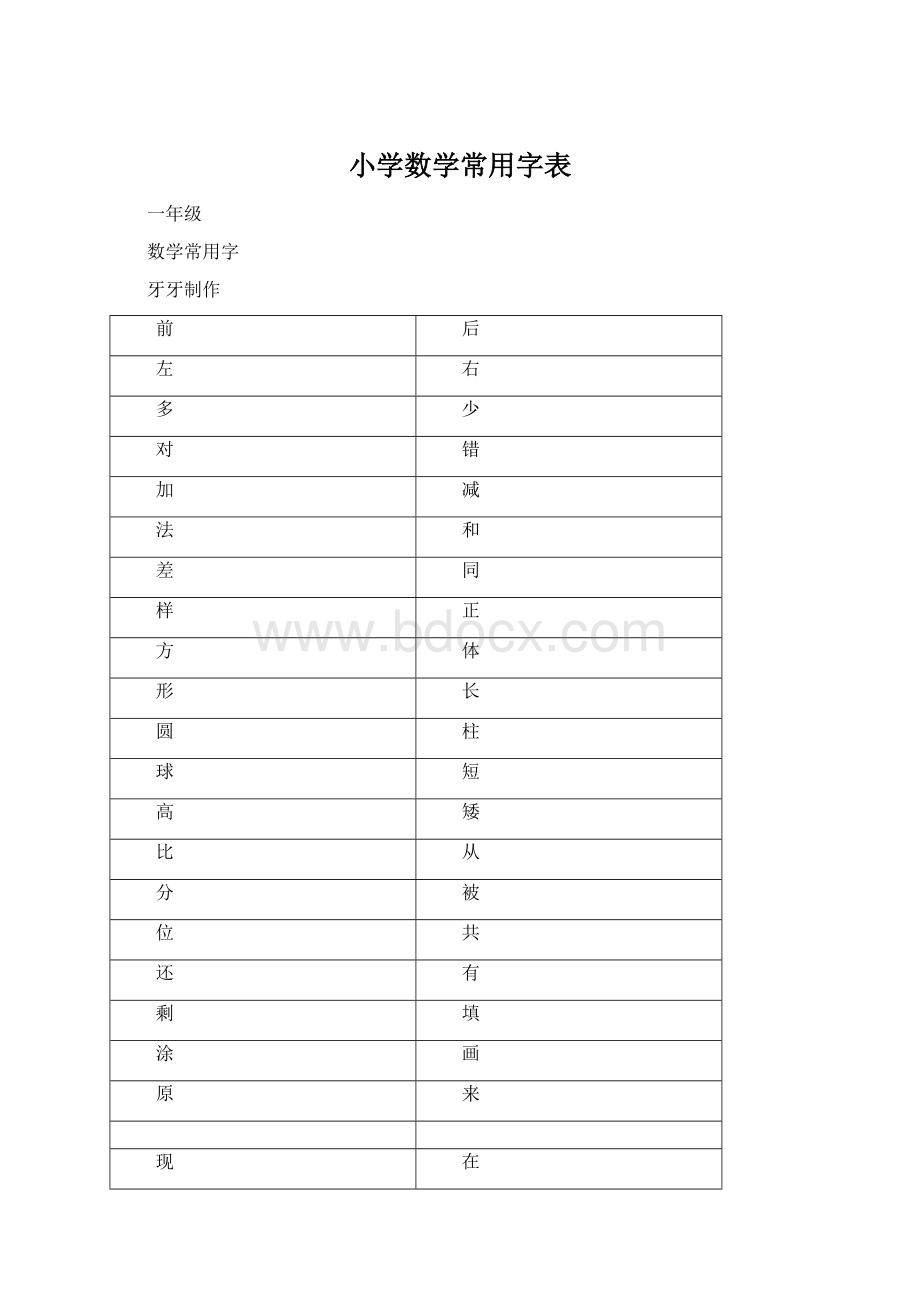 小学数学常用字表.docx_第1页