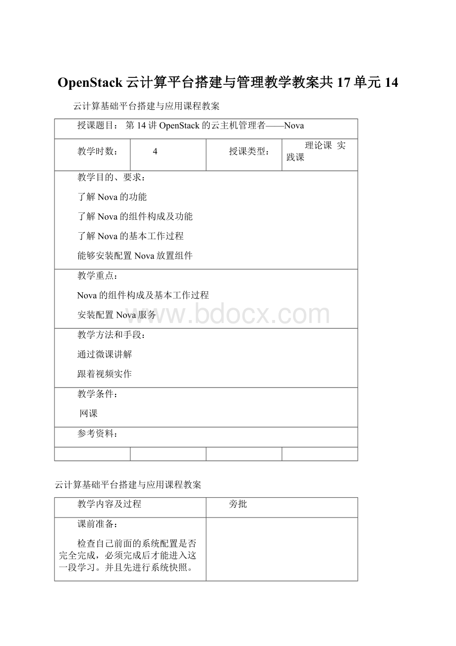 OpenStack云计算平台搭建与管理教学教案共17单元14.docx