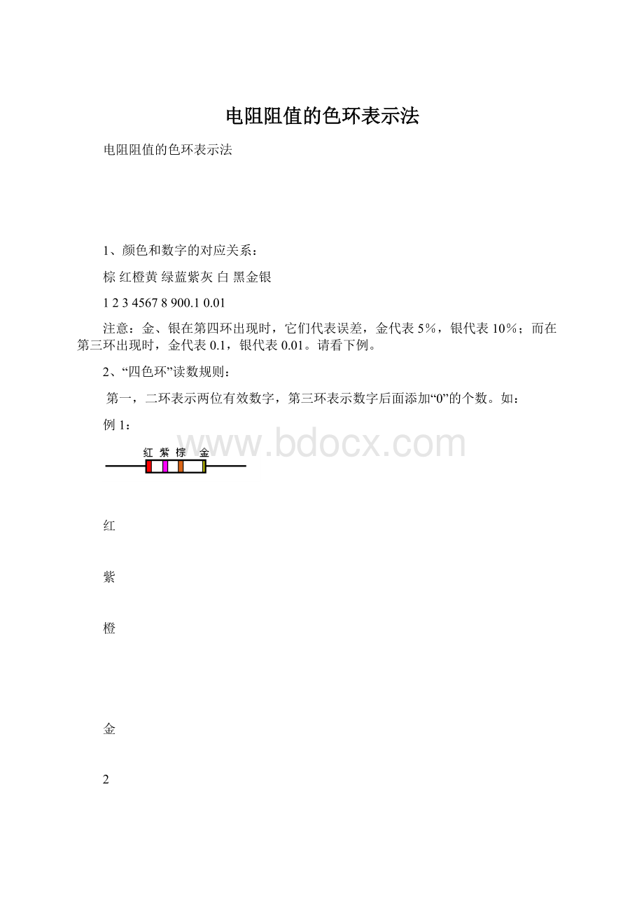 电阻阻值的色环表示法.docx