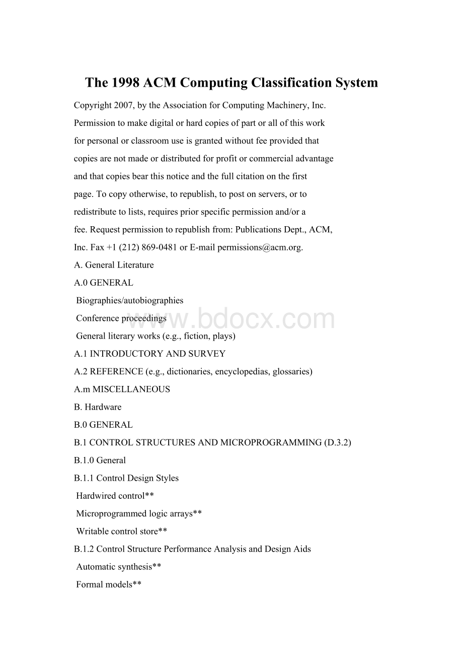 The 1998 ACM Computing Classification SystemWord文档下载推荐.docx