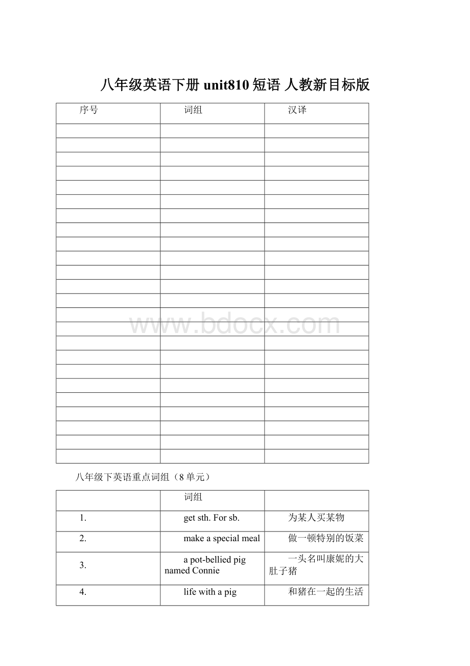 八年级英语下册unit810短语 人教新目标版.docx