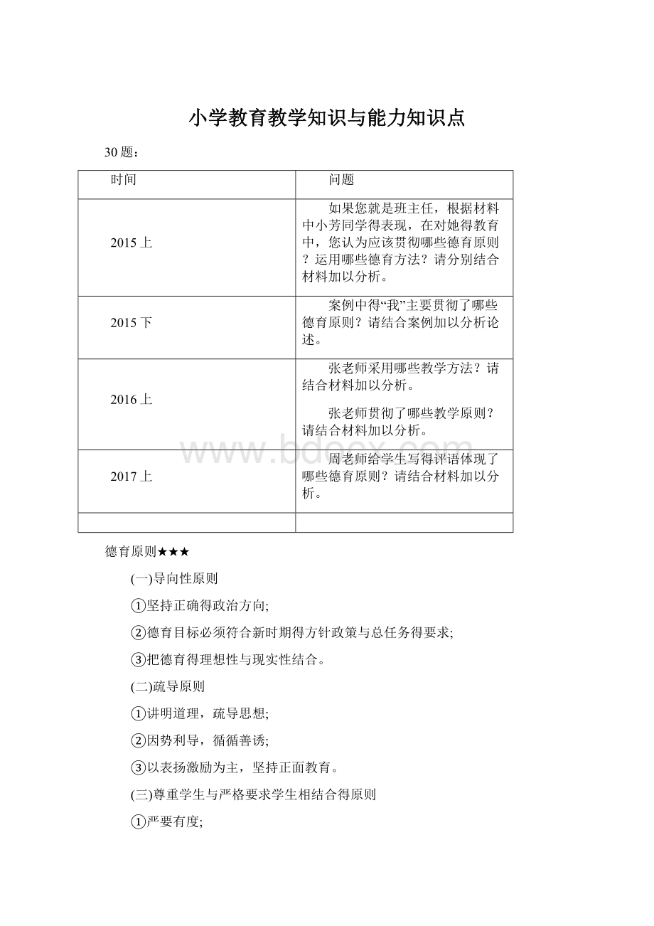 小学教育教学知识与能力知识点.docx