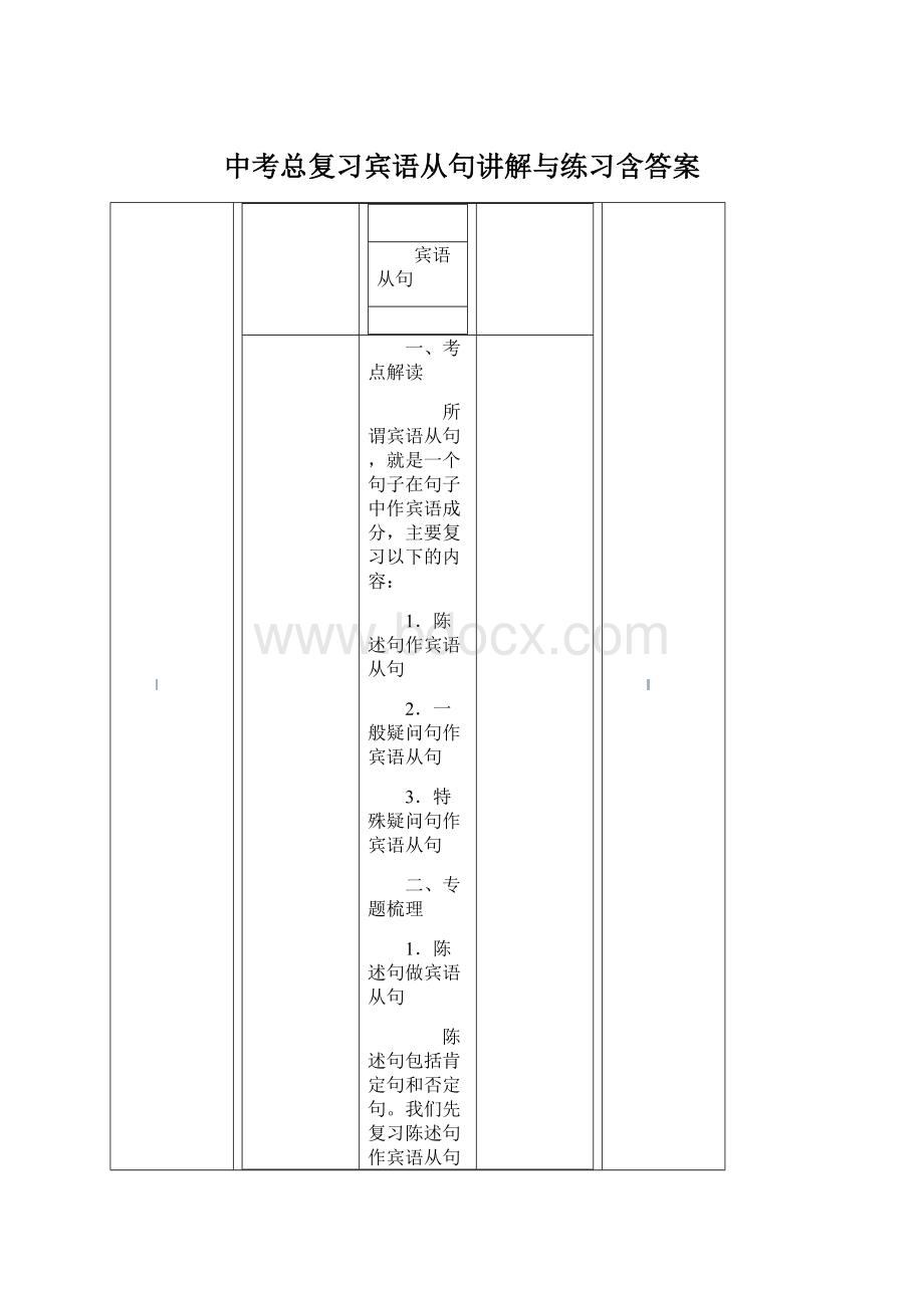 中考总复习宾语从句讲解与练习含答案.docx