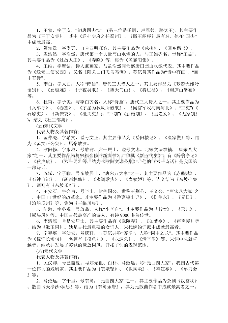 教师资格证考试必背文学常识知识汇总重点版Word格式文档下载.docx_第2页