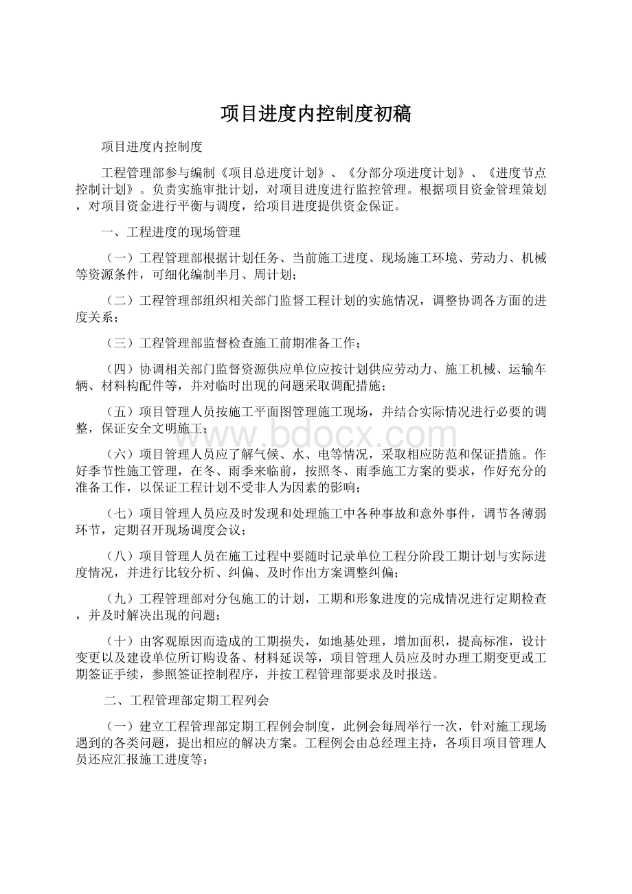 项目进度内控制度初稿Word下载.docx_第1页