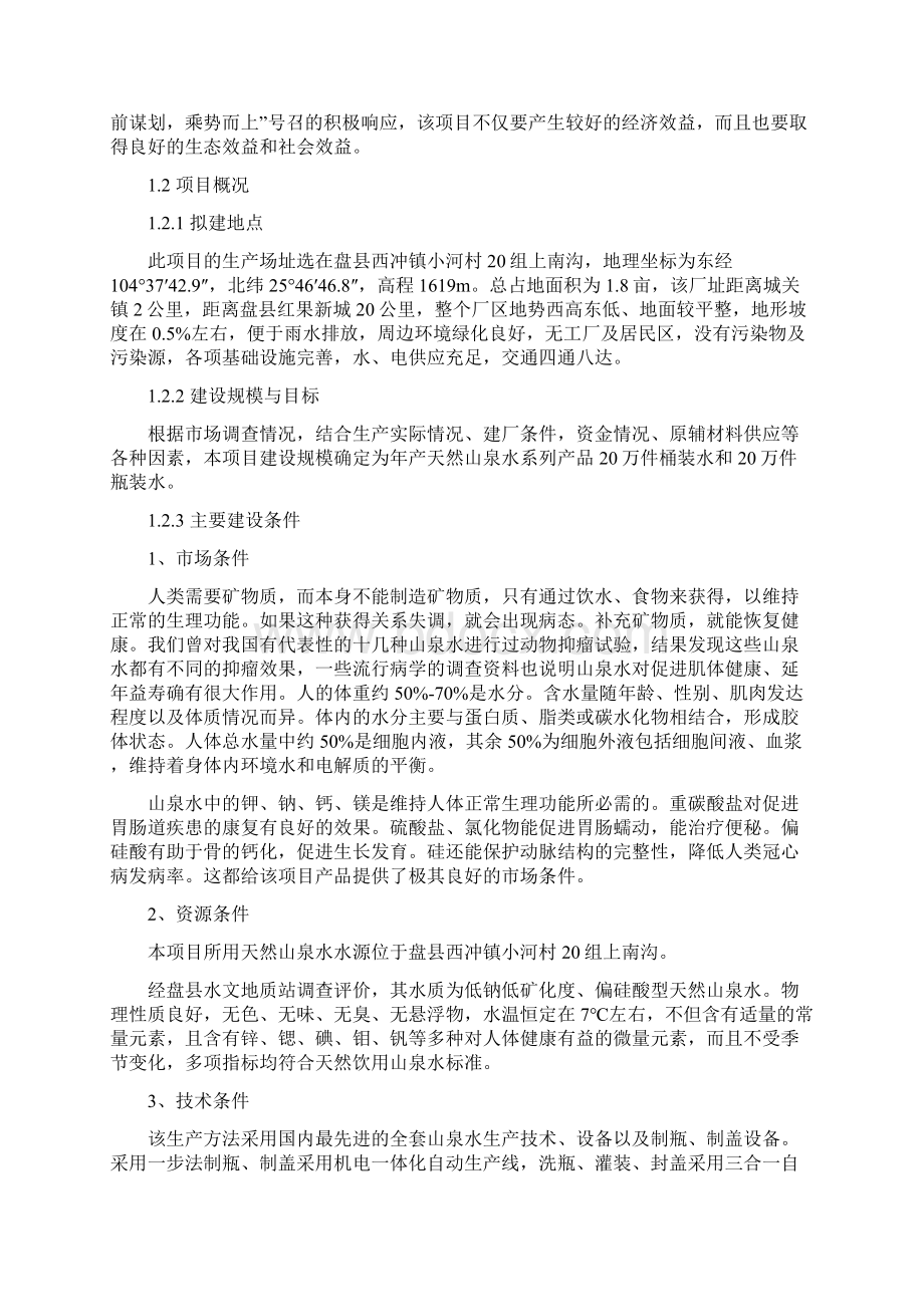 XX县山泉开发生产天然矿泉水建设项目可行性研究报告.docx_第2页