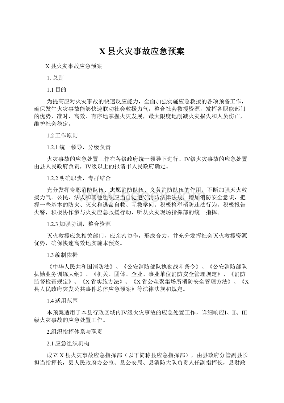 X县火灾事故应急预案.docx_第1页