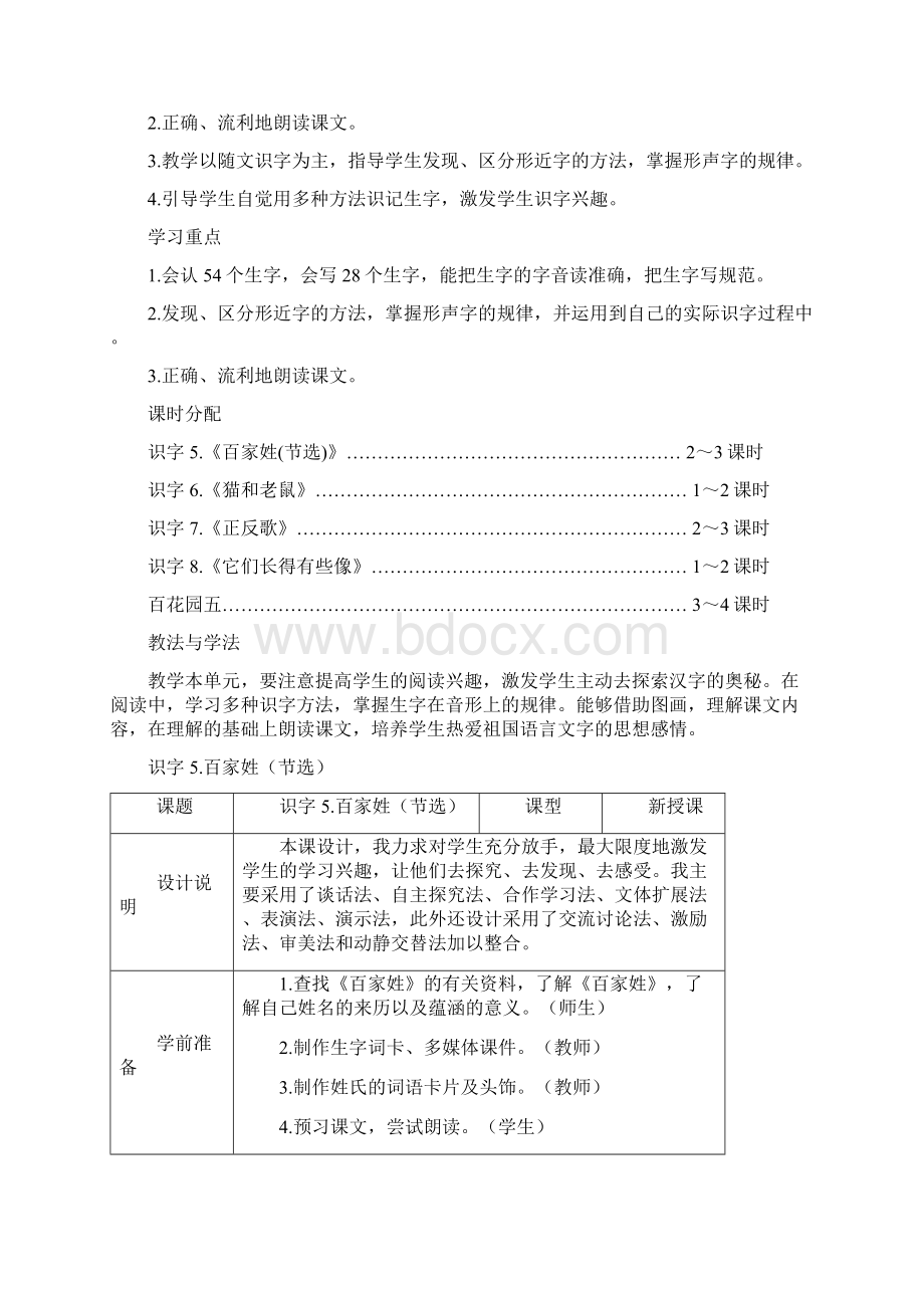 语文S版一年级下学期语文第五单元识字5《百家姓节选》教案.docx_第2页