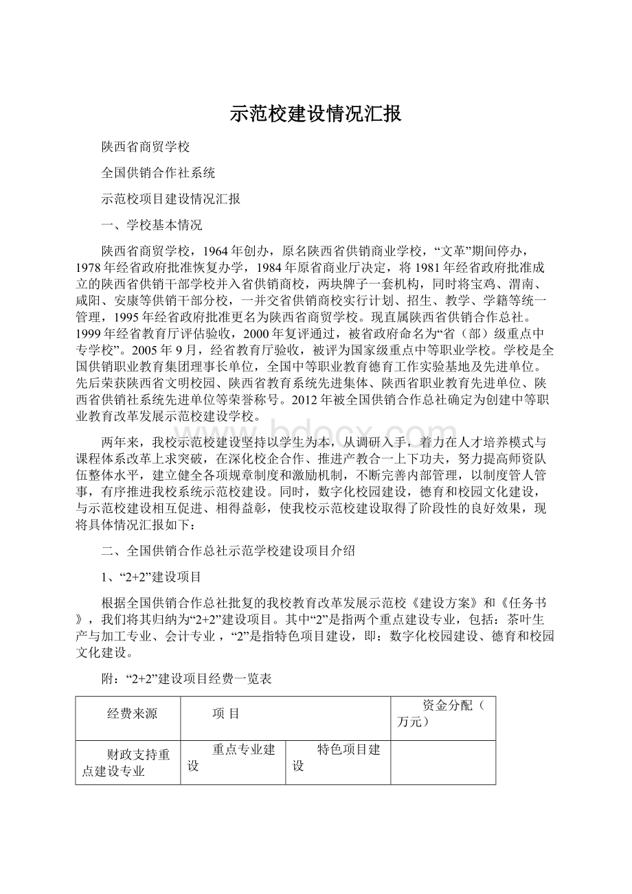 示范校建设情况汇报Word文档下载推荐.docx_第1页