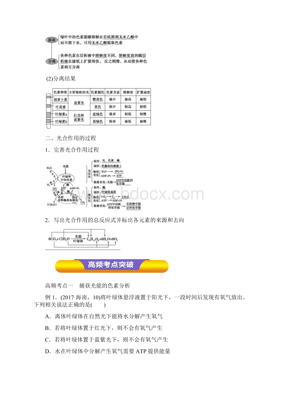 精品人教高考生物一轮复习 专题33 光与光合作用教学案.docx_第2页