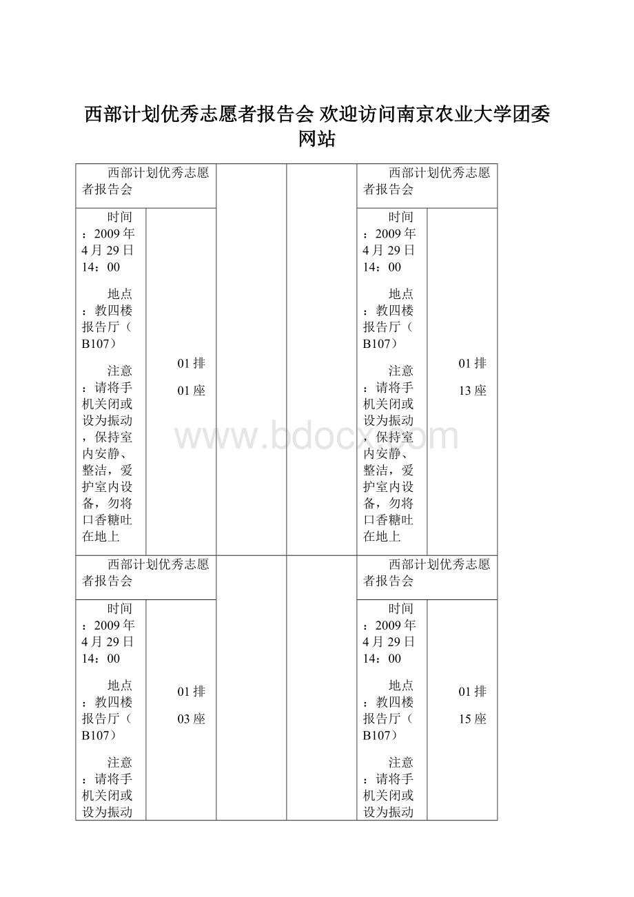 西部计划优秀志愿者报告会欢迎访问南京农业大学团委网站.docx