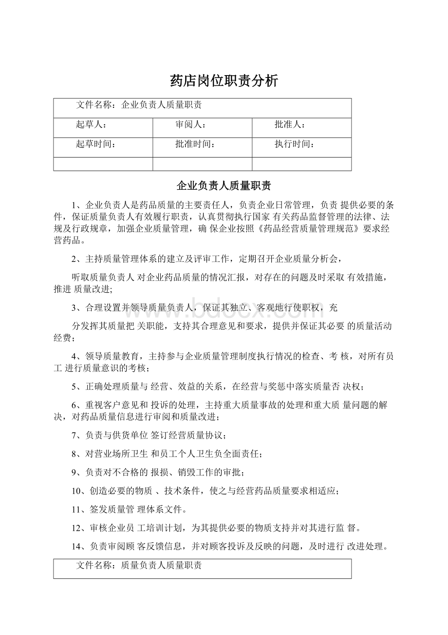 药店岗位职责分析.docx