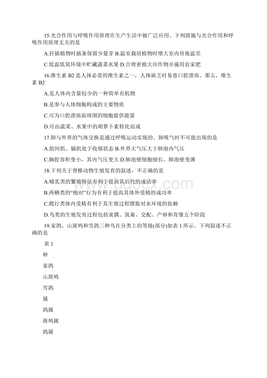 初中学业水平考试生物模拟试题Word文件下载.docx_第2页