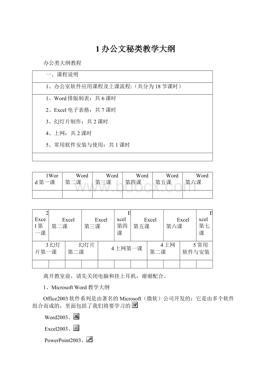 1办公文秘类教学大纲Word下载.docx