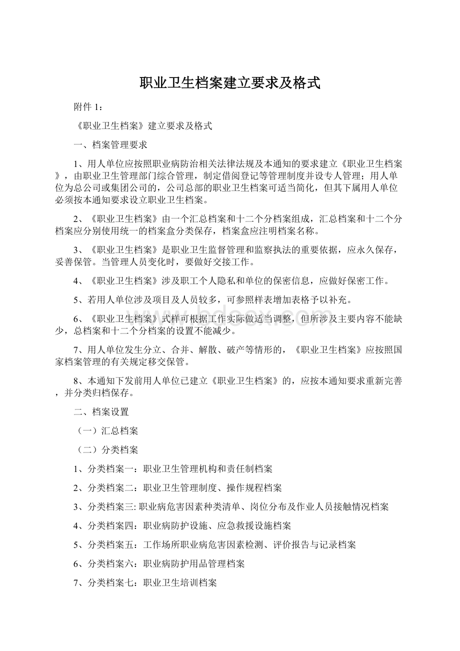 职业卫生档案建立要求及格式.docx