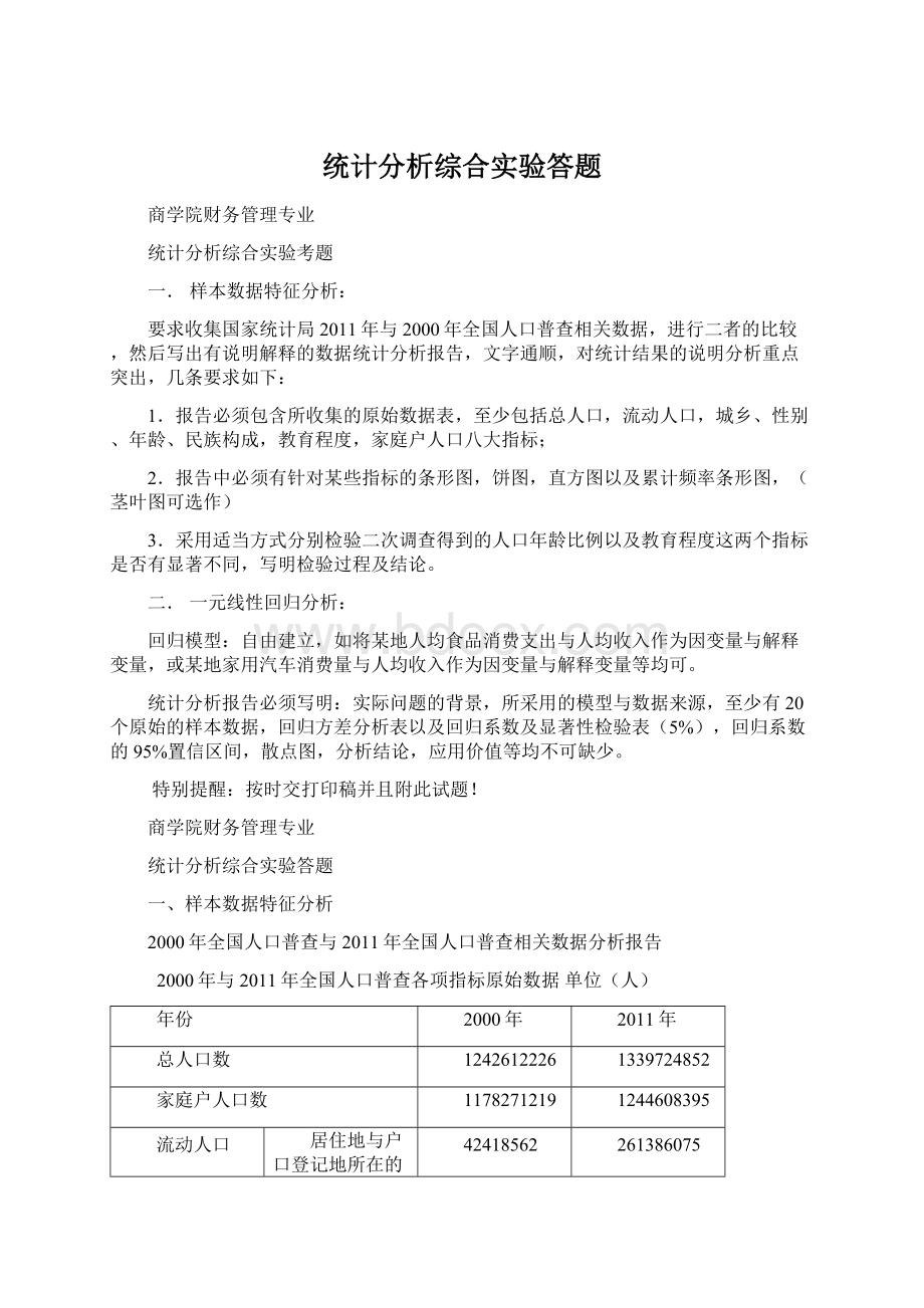 统计分析综合实验答题.docx