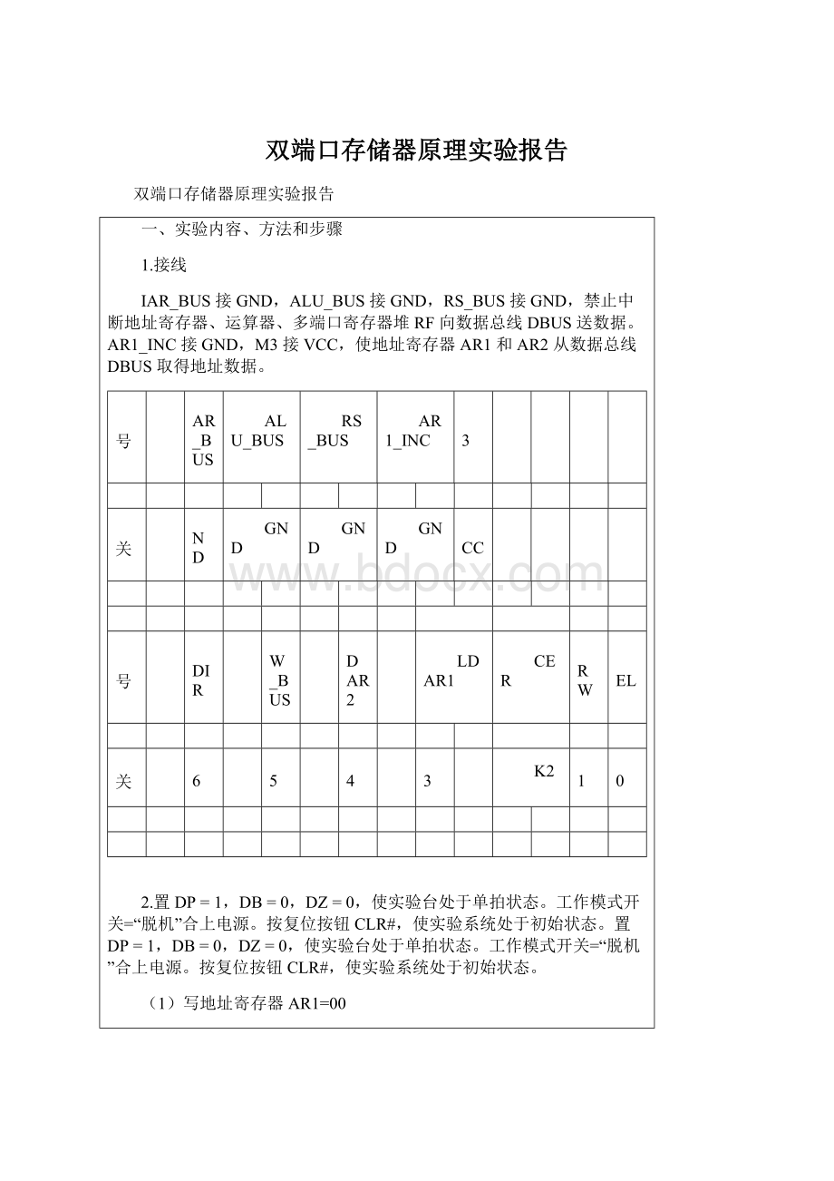 双端口存储器原理实验报告.docx_第1页