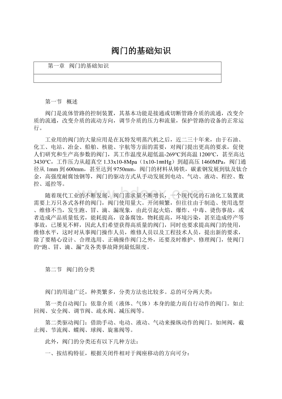 阀门的基础知识Word格式文档下载.docx