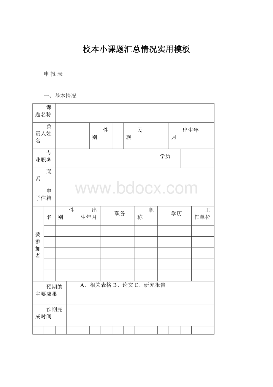 校本小课题汇总情况实用模板.docx_第1页