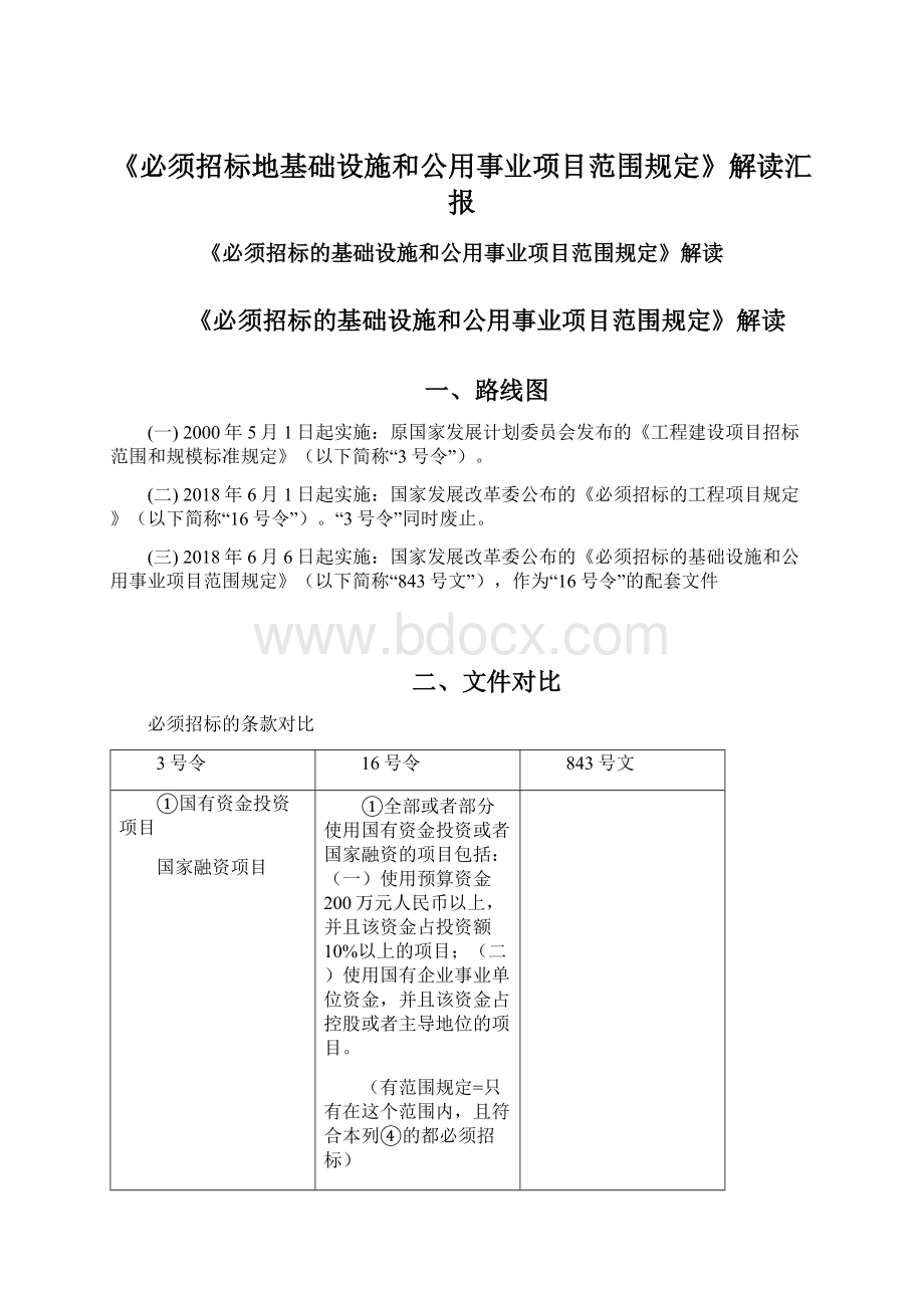 《必须招标地基础设施和公用事业项目范围规定》解读汇报Word格式.docx