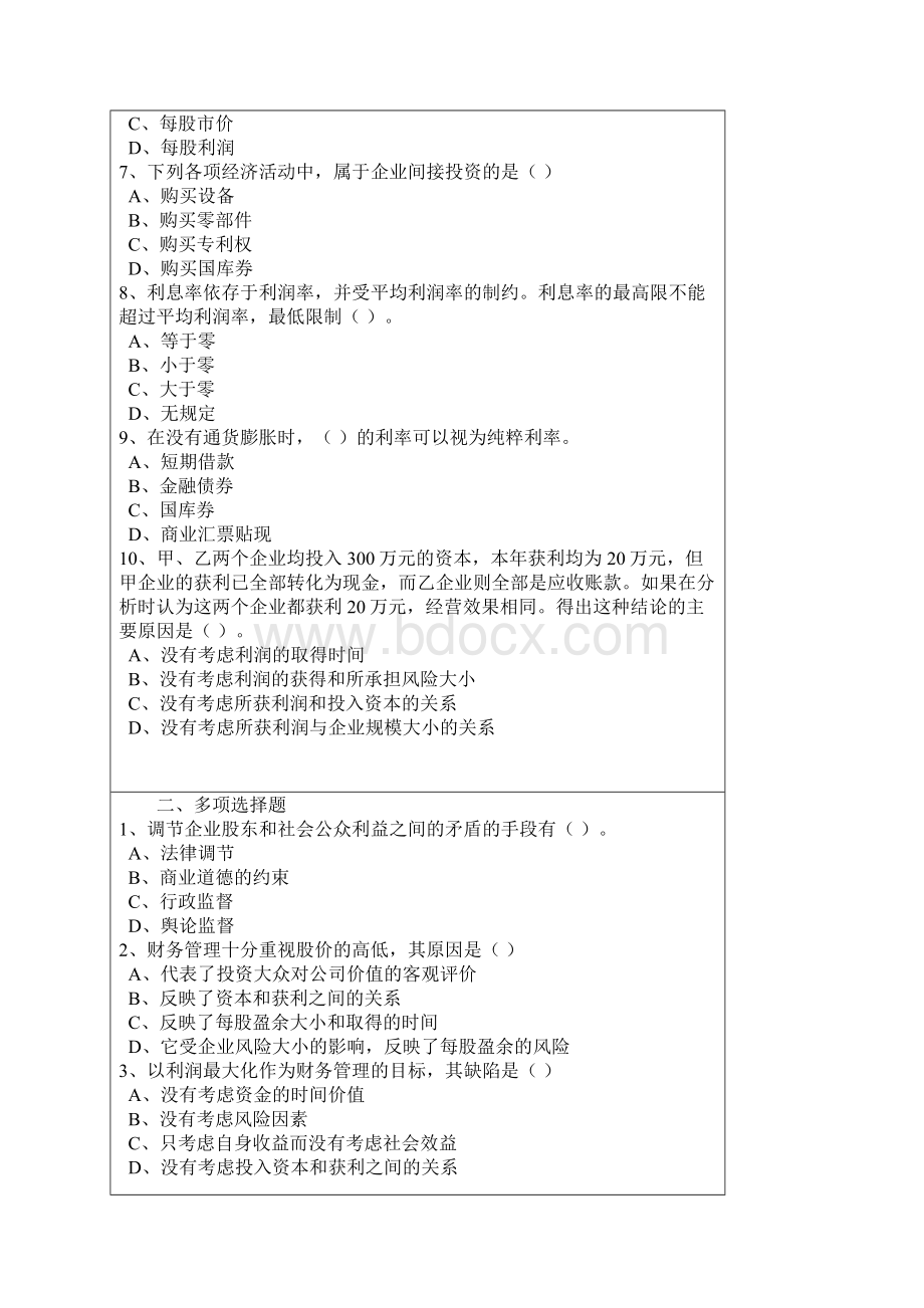 0910第2学期财务管理习题68页word文档.docx_第2页