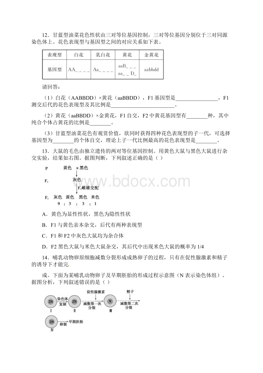 湖北省枣阳市白水高级中学学年高二生物月考试题.docx_第3页