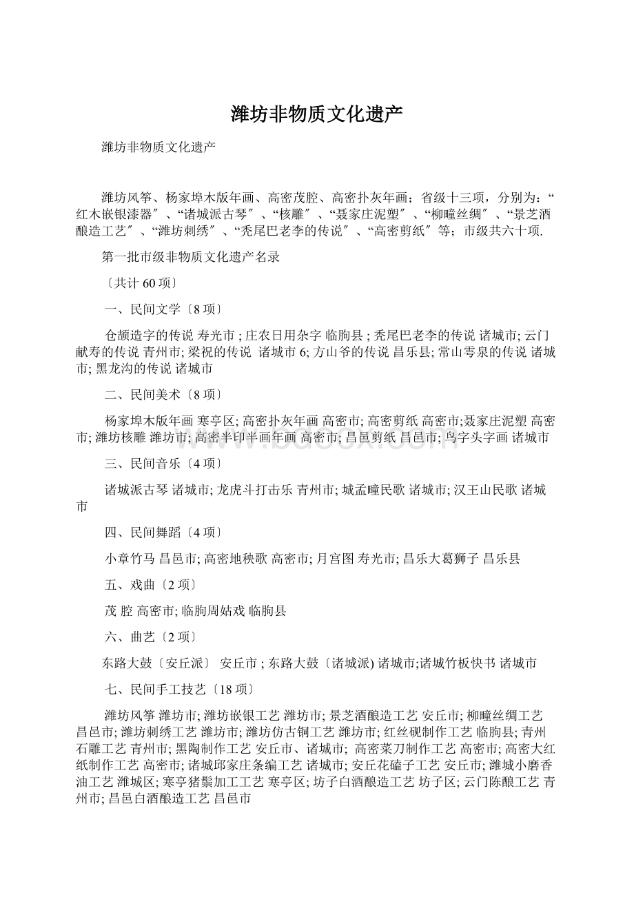 潍坊非物质文化遗产.docx_第1页