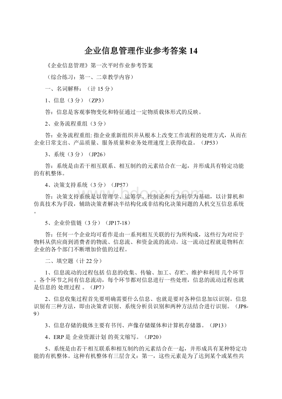 企业信息管理作业参考答案14Word下载.docx_第1页