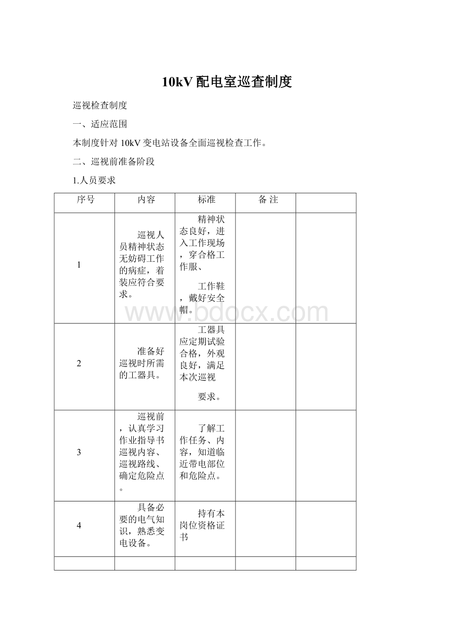 10kV配电室巡查制度.docx