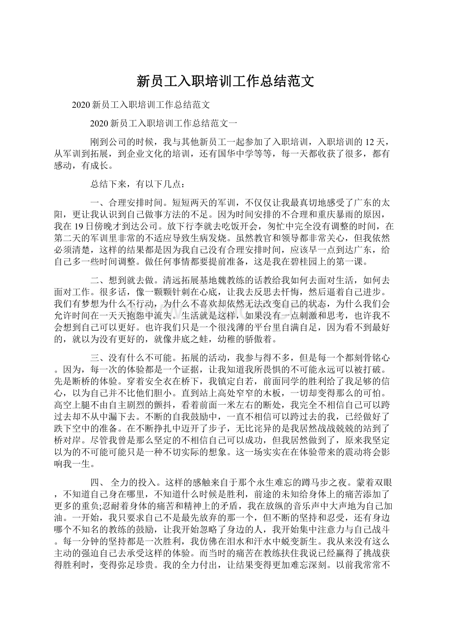 新员工入职培训工作总结范文.docx