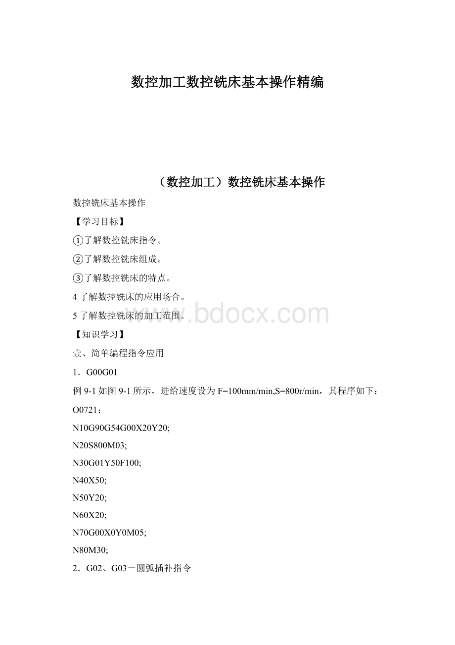 数控加工数控铣床基本操作精编.docx