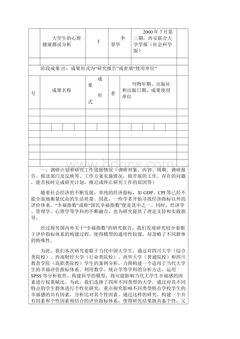 西南财经大学第九届本科生科研创新项目中期检查报告书文档格式.docx_第3页