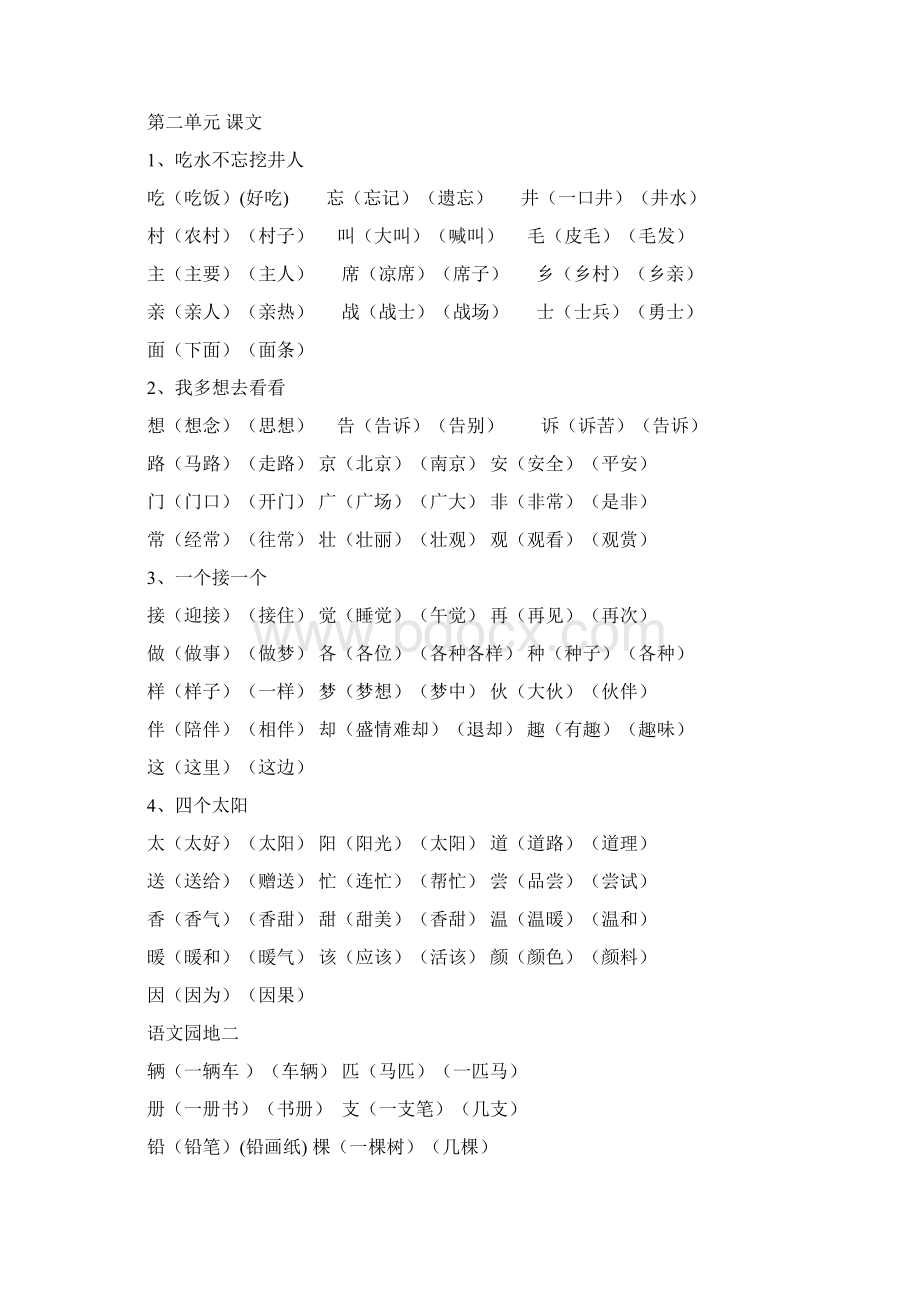 新人教部编版小学一年级下册识字表组词Word文件下载.docx_第2页