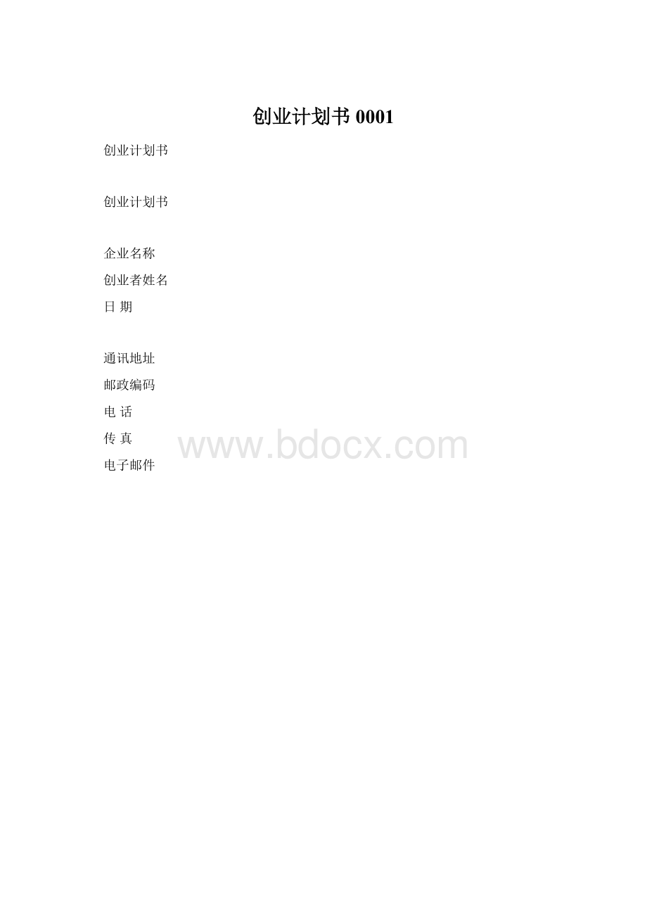 创业计划书0001Word文档格式.docx